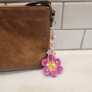 Pink & Yellow Flower Bag Charm